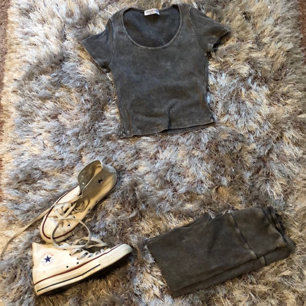 FASHION NOVA 💄 Smoke Gray 2 piece crop top set